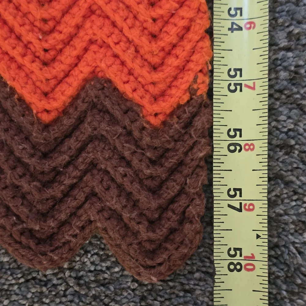 Retro 70s Chevron Throw Blanket Afghan Orange Brown Fall Autumn Colors 58